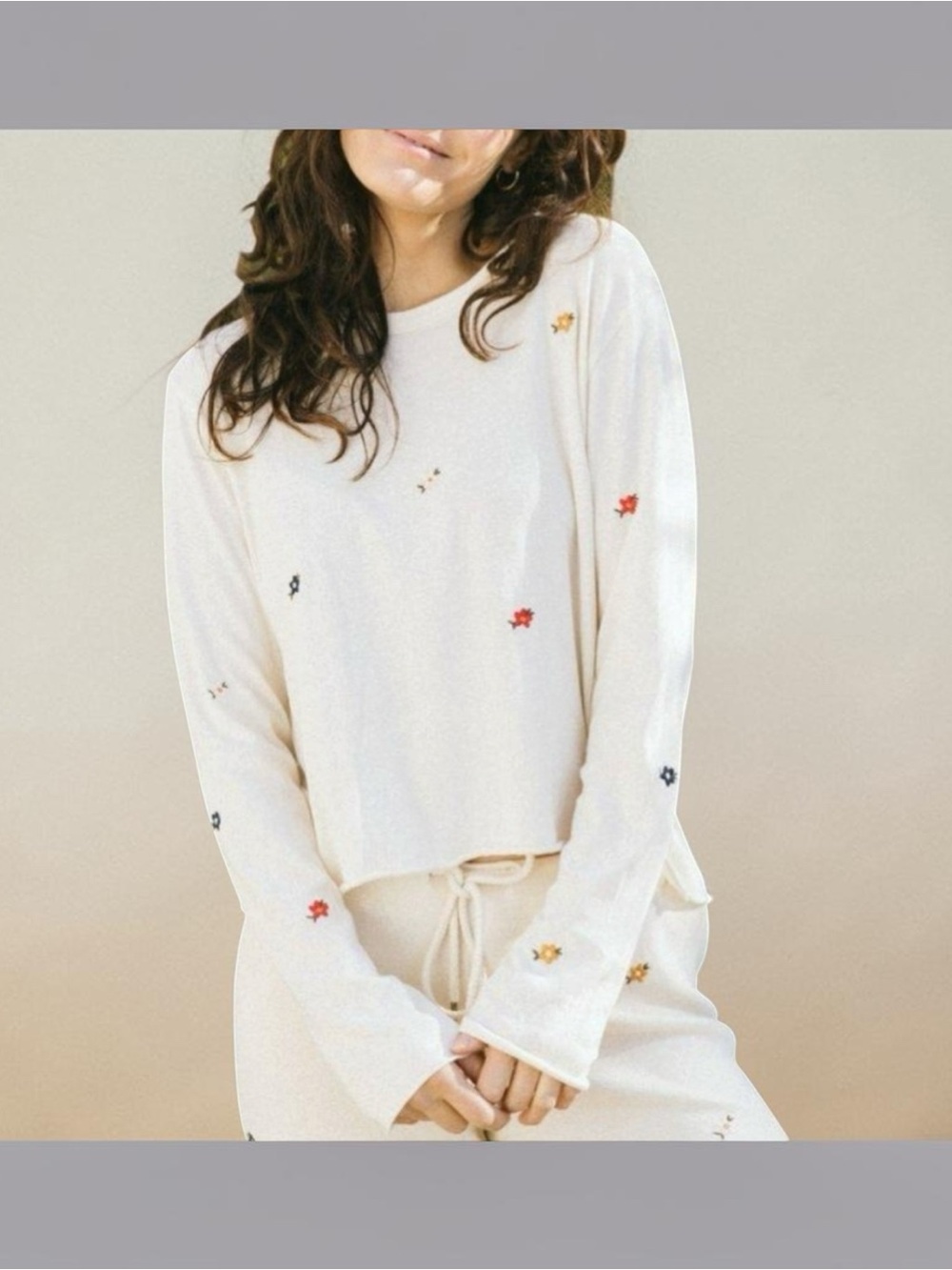 The Great Floral Embroidered Pullover Long Sleeve Top